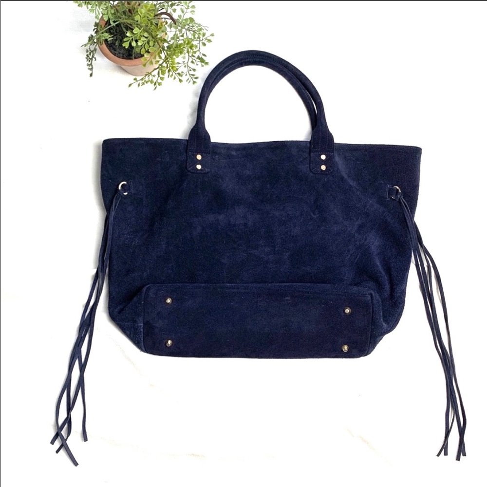 Posse large navy suede shoulder bag